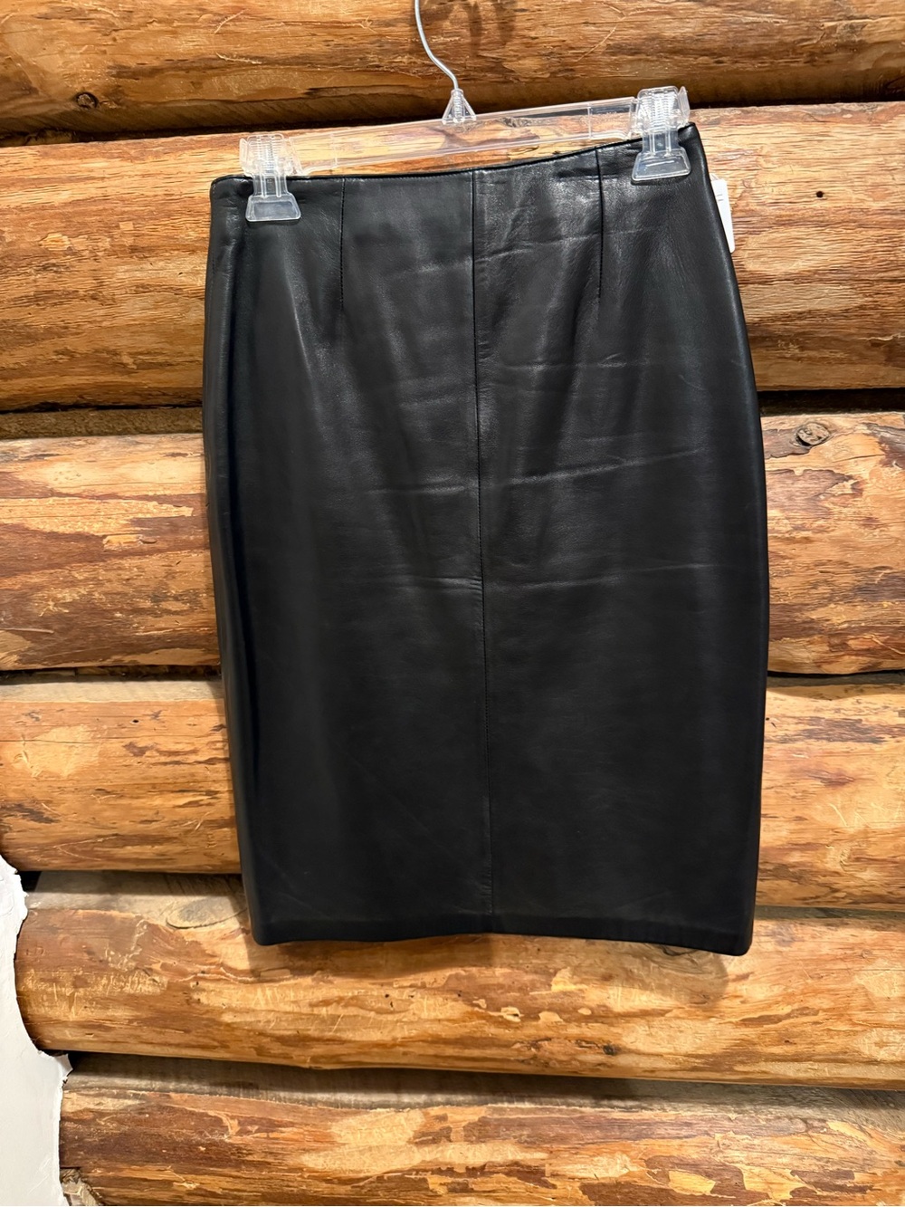 🖤Gorgeous Vintage Sienna Studio Black Leather Split Back Pencil Skirt